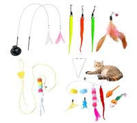 Uoxmiy Interactive Feather Cat Teaser Wand Toy Set Durable Cat Wand with Bells for Indoor Kittens & Adult Cats, Kitten Toys & Interactive Cat Toys for Indoor Play