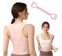 Uoxmiy Posture Corrector, Adjustable Back Brace Posture Corrector, Breathable Invisible Back Braces with Figure-8 Pull Cord for Women and Men (Pink, L)