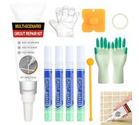 Uoxmiy Tile Grout Repair Kit, Grout Sealer and Grouts Pen with Tool, Fast Drying and WaterProof Grouts for Bathroom and Kitchen Tile Joints Line Repair(White, 100g)