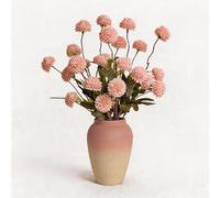 UoYeet Artificial Chrysanthemum Flower Arrangement in Ceramic Vase, 38cm Tall Faux Pompon Mum Bouquet with 25 Flower Heads, Table Centrepiece for Living Room, Dining Table, Kitchen & Home Décor, Pink
