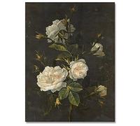 uoyien Moody Decor Vintage Flower Wall Art - Peony Botanical Wall Art, Dark Academia Victorian Rustic Antique Aesthetic Room Decor Prints Unframed 16x24in