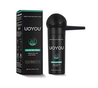 UOYOU BLACK Hair Fibres for Thinning Hair 27.5g Bottle with Applicator | Undetectable & Natural Keratin Hair Fibers Concealer for Hair Loss for Men and Women | Hair Building Fibres Powder [BLACK]