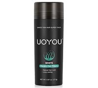 UOYOU WHITE Hair Fibres for Thinning Hair 27.5g Bottle | Undetectable & Natural Keratin Hair Fibers Concealer for Hair Loss for Men and Women | Hair Building Fibres Powder [WHITE]