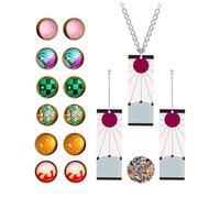 UoYu YouU 33 pcs Demon S. Earrings Ear Studs Necklace Set Taj. Earrings with Anime Stickers Set
