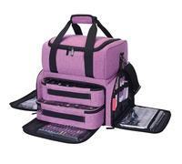 UOZL Nail Polish Storage Box 80 Bottles Large Capacity with 2 Removable Bags,Can Store Women's Nail Art Tools, Essential Oils and Cosmetics Sets, Dust-proof Design, Easy to Carry(Purple, One Size)