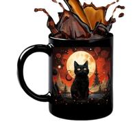 Uozonit Black Cat Mug Ceramic | Halloween Pet Spooky Season Cup | Festive Cup Mug for Kids Adults Work Men Friends Beer Milk Women Juice