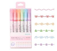 Uozonit Curve Highlighter Pen Set, 6 Pieces Colored Curve Pens with Different Curve Shapes, Aesthetic Curve Marker Highlighter, Highlighter Markers for Writing Drawing Journaling Scrapbook
