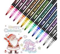Uozonit Double Lines Outline Pens, 8/12/24/36 Pieces Metal-lic Outline Markers Pens, Double Lines Glitter Gel Outline Pen Set, Super Squiggles Outline Pens for Scrapbooking Gift card Writing,
