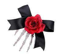 Uozonit Hand Bone Shape Hair Clip, Skull Skeleton Hands Bone Hand Hair Clip, Skull Skeleton Hands Bone Hand Hair Clip Skull Hand Barrettes with Flower for Women