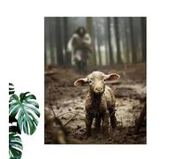 Uozonit Jesus and Lamb Canvas Wall Art,12X16 Inch Bathroom Jesus Chasing Lost Lamb Print - Canvas Art Prints, Modern Religious Spiritual Bathroom Decor Wall Art Poster for Living Room