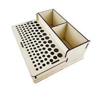 Uozonit Leather Working Tool Holder, Wooden Tool Box with 103 Holes and 2 Slots, Craft Tool Box Made of Wood for Storage and Management of Punching Tools