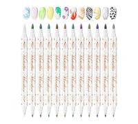Uozonit Nail Painting Pens,12 Colors Double-Tip Drawing Markers | Waterproof Double-Tip Nail Doodle Pens | for DIY, Fingernail, Women, Lady, Mother, Men, Youth, Beginner, Manicure, Salon