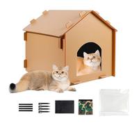 Uozonit Outdoor Cat House, Stray Pets Waterproof Shelter, Winterproof Insulated Shelter for Pets Cats Dogs Bunnies Sleeping Hiding Feeding Play Patio Balcony Camping