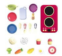 Uozonit Play Food Sets for Kids Kitchen | Pretend Play Food Set with Sound and Light,Learning Toy Educational Interactive Pretending Game for Kids Birthday Children Boys Nursery Girls