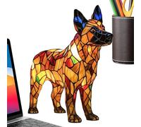 Uozonit Small Dog Lamp | Dogs Themed Art Night Light - Stained Resin Bedside Nightlight Tabletop Decor for Reading Camping Hotel Living Room Bathroom