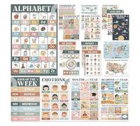 Uozonit Toddler Educational Posters - 18X Bohemian Style Classroom Wall Posters,Colorful Calming Classroom Decor, Preschool Activities for Kindergarten Elementary School Nursery Daycare