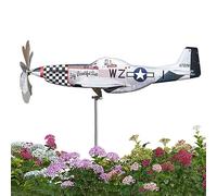 Uozonit Windmill Plane - Wind Sculpture Aeroplane Windmill Decoration - Stainless Steel Wind Catcher Weatherproof Wind Powered Garden Decoration for the Yard