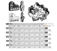 Uozonit Wood Pencils Set - Wood Music Pencils and Erasers - Musical Theme Funny Keepsake Stationery for Drafting Math Class Marking Concert Students Teachers