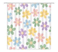 UOZXOML Cute Flower Shower Curtain Retro Groovy Colorful Floral Unique Pastel Daisy Lovely Women Girls Fabric Bathroom Decor Curtains with Hooks,70 x 70