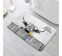 UOZXOML Farmhouse Highland Cow Bath Mat Rustic Flower Longhorn Animal Hello Sweet Cheeks Bathroom Rug Microfiber Memory Foam Shower Mat Kitchen Bath Floor Rugs, 18x30 Inch