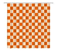 UOZXOML Orange Checkered Shower Curtain Cute Retro Geometric Vintage Buffalo Plaid Aesthetic Classical Country Fabric Bathroom Decor Curtains with Hooks,70 x 70