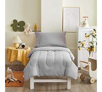 UOZZI BEDDING 4 Pieces Toddler Bedding Set Ultra Soft and Breathable Toddler Sheet Set - Includes Comforter, Flat Sheet, Fitted Sheet and Pillowcase - Gray