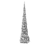 up Christmas Tree 5Ft Tall Tinsel Christmas Tree with Stand Collapsible Artificial Pencil Xmas Tree Decor for Home Apartment Party Silver, Pencil Christmas Tree