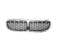 Up Front Bumper Centre Grilleper Grille For Bmw 3 Series E90 E91 2005 2006 2007 2008 Meteor Semi-plated Middle Mesh Diamond Kidney Grille Accessories Portable Car Chrome Plated(Sliver)