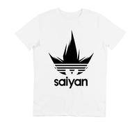 UP HAWAII Men's White T-Shirt Son Goku Saiyan - Drangon Ball z - Parody Logo - GL BOUTIK, white, M