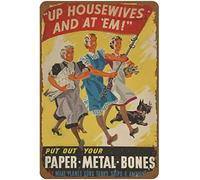 Up Housewives And At 'em! Vintage Classic British Ww2 Propaganda Poster Novelty Tin Sign Metal Poster Wall Funny Man Cave Cool Wall Door Plaque New Warning Sign Metal Tin Vintage Style 8x12 Inch