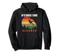 Up Is Where I Think Clearer Climbing Hiking Mindset Pullover Hoodie