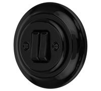 UP Porcelain Retro 2-Way Series Switch - All-in-One - Frame + Flush-Mounted Insert + Cover (PR1 Series) Black