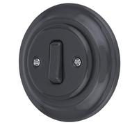 UP Porcelain Retro On/Off Switch - All-in-One - Frame + Flush-Mounted Insert + Cover (PR1 Series) Grey