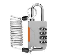 UP Security 4 Digit Combination Padlock with Retractable Cable (36in), Ski Lock, Combo Cable Lock for Snowboard, Travel Luggage, Suitcase, Bike, Gym Locker, Cabinet, Fridge, Refrigerator Door (Gray)