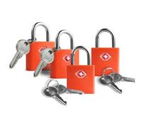 UP Security 4 Pack TSA Approved Travel Luggage Locks with Keys - Zinc Alloy Padlocks, ABS Plastic Covered, Small Secure Locks for Suitcases, Backpacks, Gym Lockers, Jewelry Boxes (Orange, 4 Pack)