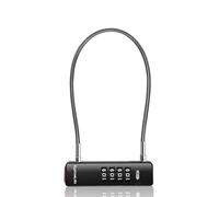 UP Security Cable Lock with Code, 4 Digit Combination Locks for Outdoor Fence Gate, Travel Luggage, Combo Padlock Wire U Locks for Cabinet, Kids Bike, Scooter (11.8"(30cm) Cable, Black)