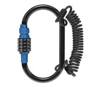 UP Security Combination Lock D Ring with Retractable Cable, 4 Digit Combo Lock for Helmet Safe, Backpack, Luggage Anti-Theft, Stroller, Scooter, Gym Locker, Fence, Travel, Outdoor Use (Oval, Blue)