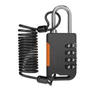 UP Security Ski Lock, 4 Digit Combination Padlock with Retractable Cable (36in/91cm), Combo Cable Lock for Snowboard, Travel Luggage, Suitcases, Backpack, Bike, Fridge Door, Gym Locker (Black)