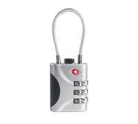 UP Security Travel Luggage Locks TSA Approved, Small Combination Padlock with Cable, Combo TSA Lock for Suitcase, Locker & Gym, Cabinet, Bag Zipper, Lock with Code for Travel Accessories (Silver)