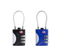 UP Security TSA Approved Luggage Locks - Small Combo Travel Padlock with Cable, TSA 007 Suitcase & Backpack Security, Durable & Easy to Use (Black+Blue)