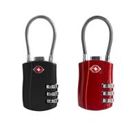 UP Security TSA Locks for Luggage, Small Padlock Combination with Cable, Luggage Locks TSA Approved, Combo Padlock with Code, for Travel Suitcase, Gym Locker, Gun Case, Backpack Zipper (Black+Red)