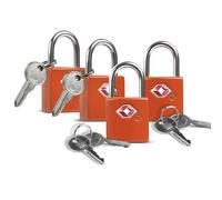 UP Security TSA Locks for Luggage with Keys, Travel Luggage Locks TSA Approved 4 Pack, Small Padlock with Key, Keyed Alike Mini Padlock for Suitcase, Backpack, Bag (Orange)