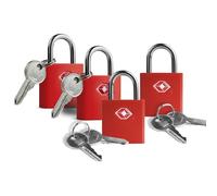UP Security TSA Luggage Locks with Keys, 4 Pack Travel Padlocks TSA Approved, Small Keyed Alike Mini Padlocks for Suitcase, Backpack, Handbag, Bag, Zipper, Toolbox and Travel Gear (Red)