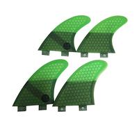 UP SURF Surfboard Double Tabs Fins Fins Fiberglass Four Fin Thruster Set Carbon Honeycomb For Surfing Paddle Board (Green K2.1)