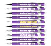 Up to 100 Pcs Personalised Pens Bulk handwriting pens stylus pens for touch screens - ballpoint pens black ink personalised gifts for Birthday, Anniversary, Or Office Use (Purple, 10PCS)