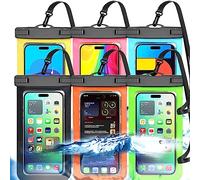 Up to 8.3" 6 Pack Multicolor Universal Waterproof Phone Pouch, Phone Waterproof Case Dry Bag (Protection Level: IP68) Outdoor for Apple iPhone,Samsung,and More,Black,Blue,Pink,Orange,Yellow,Green