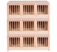 Up-turned Three-door Pigeon Cage, Stackable Breeding Box, Wooden Aviary, Pull-out Dung Tray, Easy To Clean, Easy Assembly Bird Cage(Natural*3)