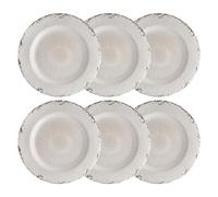 UP UPware Crackle Melamine Dinner Plate Set, Round Plates for Main course, Pasta, and Salad, BPA-Free, Dishwasher Safe, Cream, 11 Inch, Set of 6