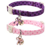 UP URARA PUP Cat Collar-2Pack Pink & Purple Polka Kitten Collars-Spring Summer Breakaway Kitty Collars-Cute Kitty Lavender Polka Dot Cat Collar with Bell, for Girl & Boy Cats
