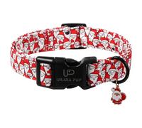 UP URARA PUP Christmas Santa Pattern Dog Collar - Adjustable and Durable Xmas Pet Accessory for Festive - Cute Santa Claus Dog Collars for Girl Boy Dogs XL